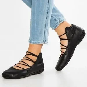CAMPER Shoes Womens 38 Black Right Nina Ballet Flat Lace Up Slip On